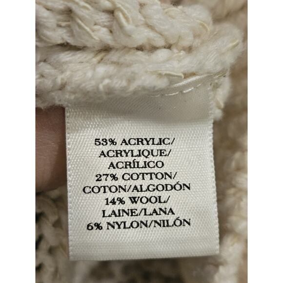 Ann Taylor Warm Toned Cream Marled Crew Neck Slouchy Sweater Size M Wool Blend - Picture 3 of 8